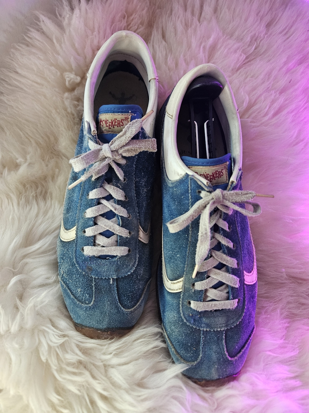 Vintage-Inspired Blue Women's Suede Sneakers